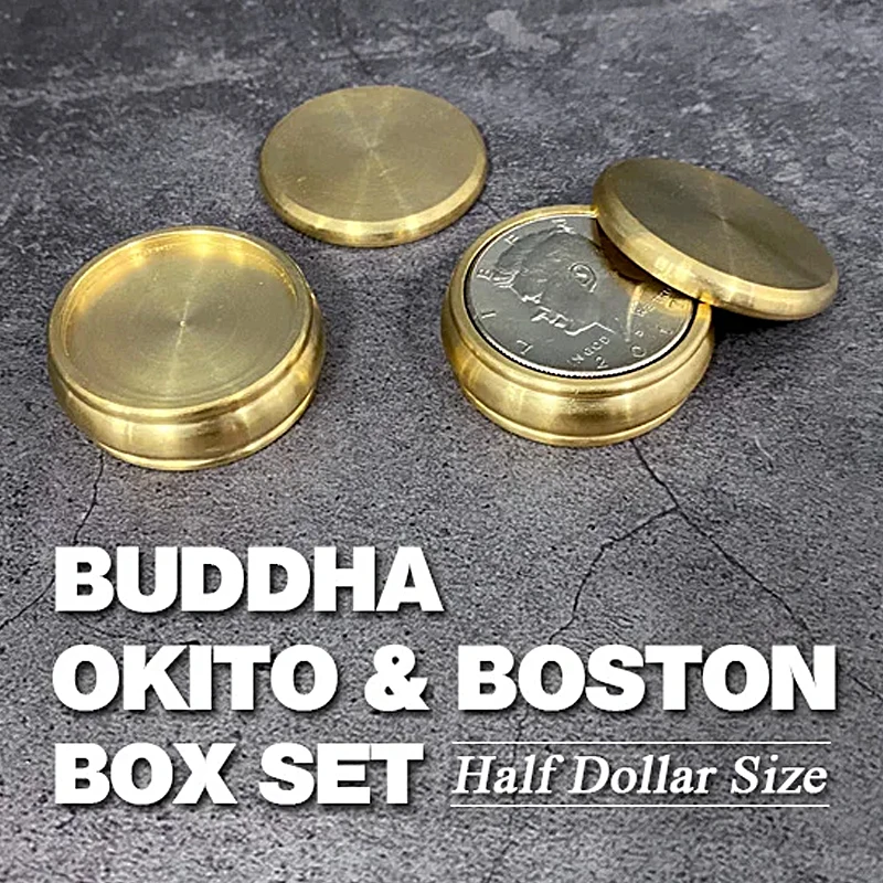 

Buddha Okito & Boston Box Set (Half Dollar Size) Magic Tricks Close Up Illusions Gimmick Props Mentalism Coin Penetrate Vanish