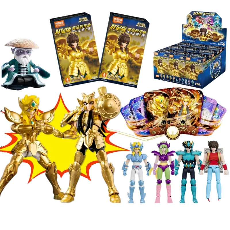 Blokees Original bloque de construcción oro Saint DIY juguetes de montaje Saint Seiya Shiryu Hyoga Dohko Camus colección de modelos de acción Juguetes