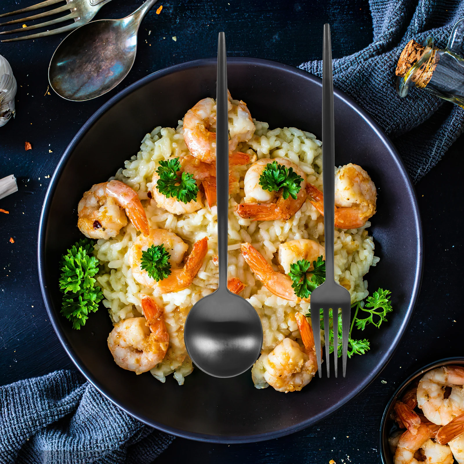 

Stainless Steel Cutlery Set Spoon Fork Knife Chopsticks Kitchen Utensils Tableware Set for Home Hotel Party Catering Buffet
