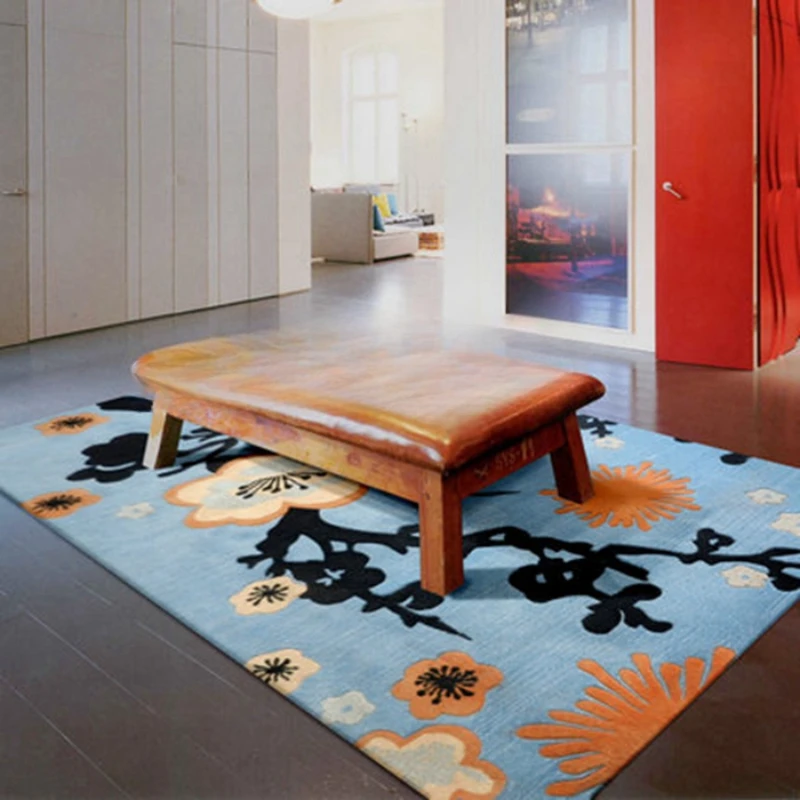 Wool acrylic handmade carpet Chinese modern luxury living room coffee table Zen bedroom plum blossom carving