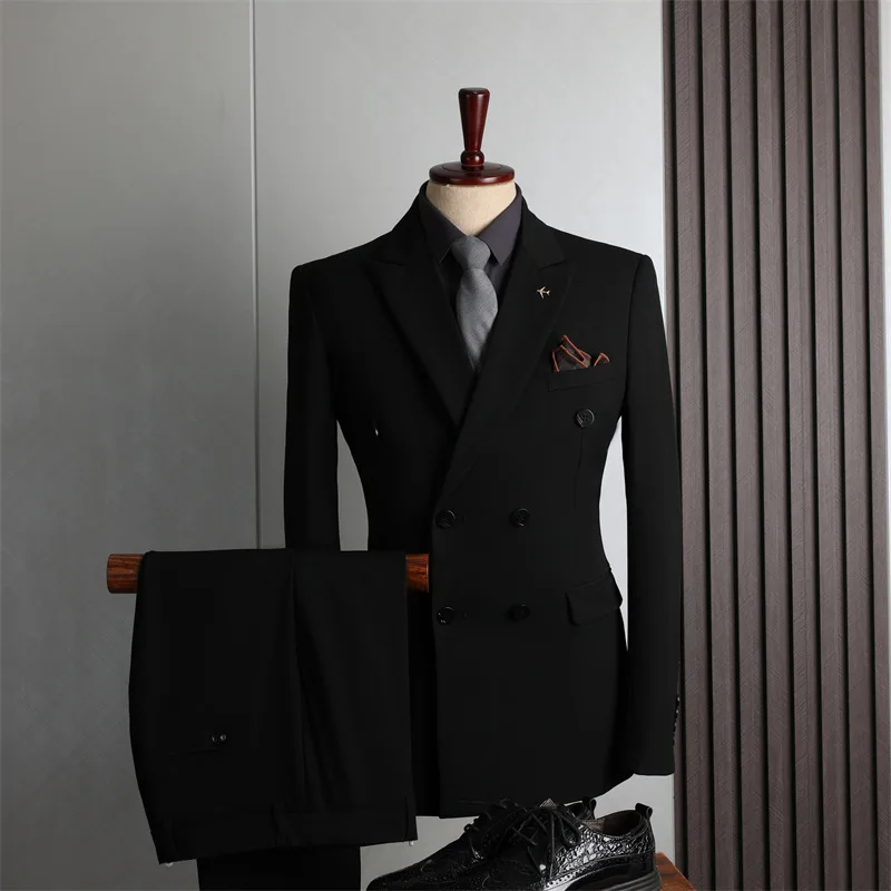 

C219 banquet wedding small suit men's double-breasted suit men's formal wear business casual fashion slim fit