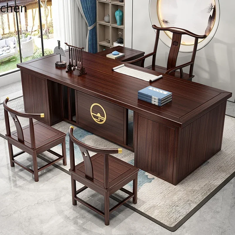 

b2 Solid wood corner cabinet office table and chair combination household calligraphy painting table writing desk