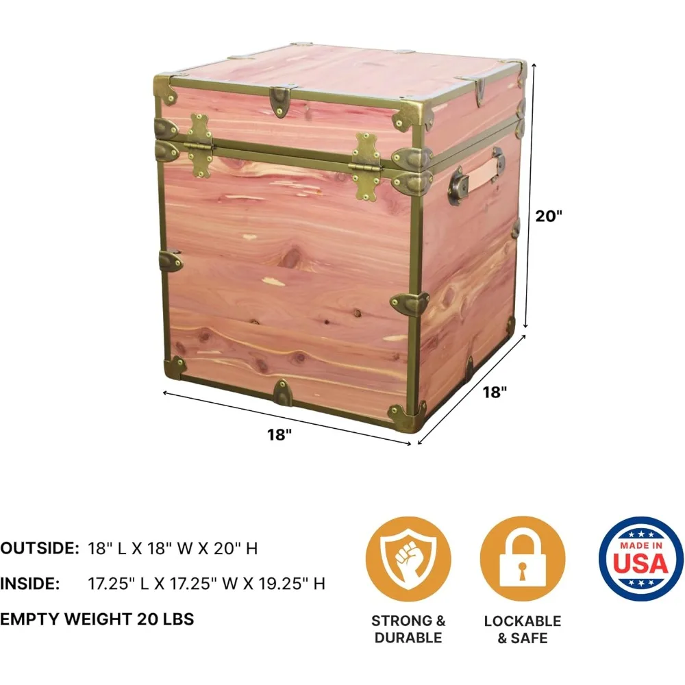 صندوق تخزين Cedar Chest Knotty Cube مقاس 18 × 18 × 20 - أجهزة نحاسية عتيقة، طاولة قهوة، نهاية صندوق السرير، حل تخزين متعدد الاستخدامات #2