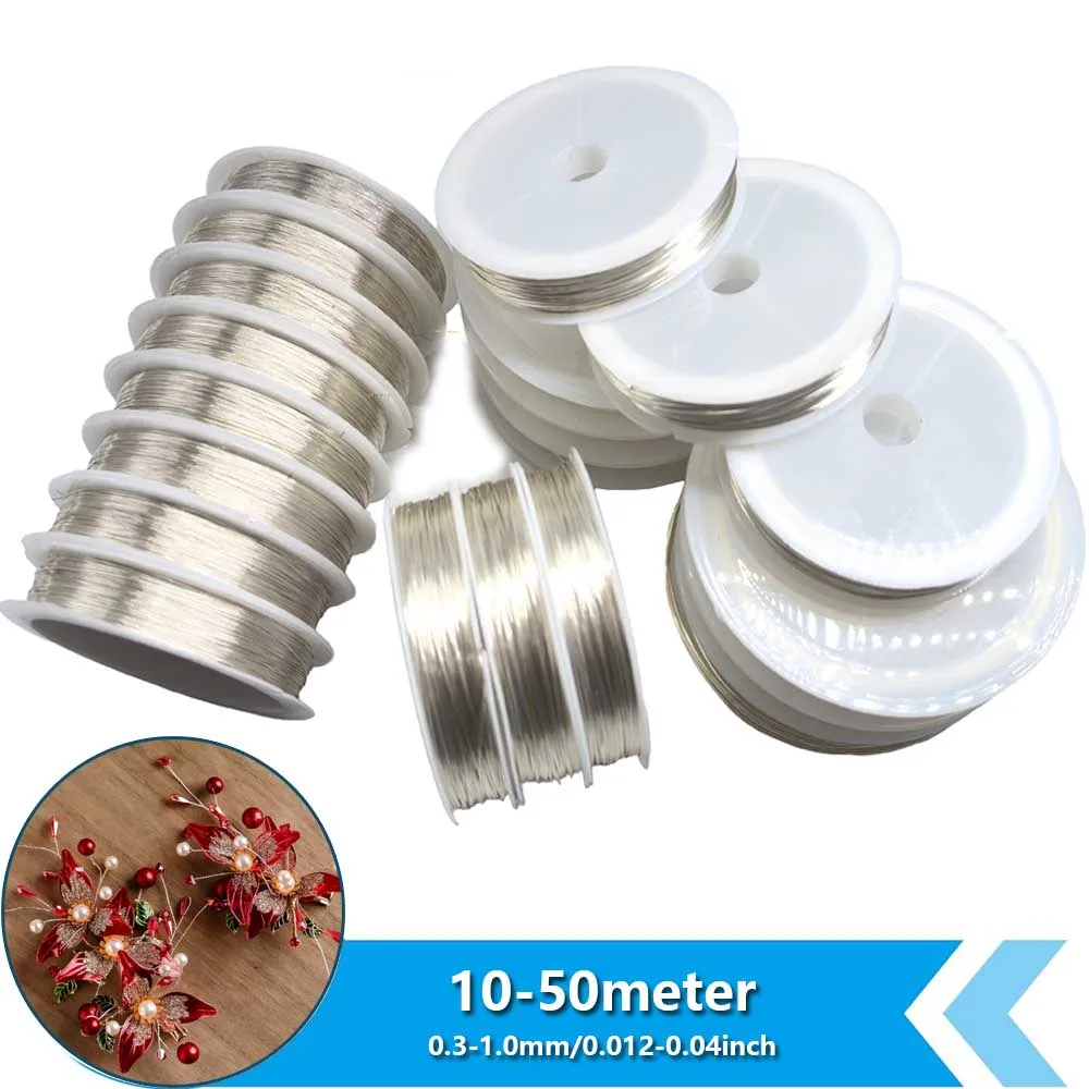 50-10m Jewelry Craft Wire, 0.3-1.0mm, Tarnish Resistant Coppers Beading Wire for Jewelry Making, Metal Crafting Wire Roll