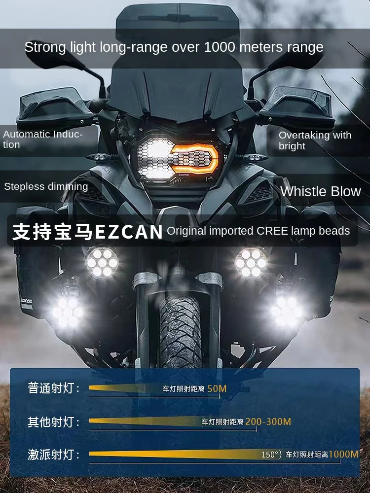Spotlight for Motorcycles New Stepless Dimming Horn Flash Super Bright LED  Motorcycle Lighting Systems