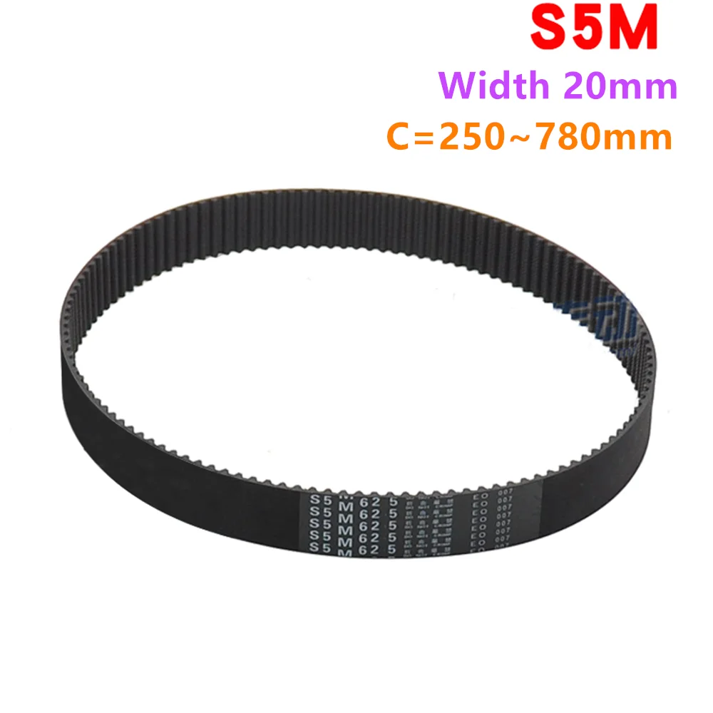 

S5M Timing Belt Width 20mm S5M Tooth Belt Drive for Printing Black Rubber Belt S5M700/750/770/780/800/810/830/835mm