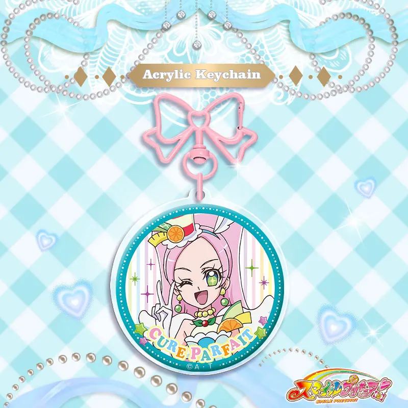 Chaveiro acrílico de 6cm para anime, camada de cura bonita, acessórios decorativos, pingente você e idol precure ♪   Fivela com nó borboleta