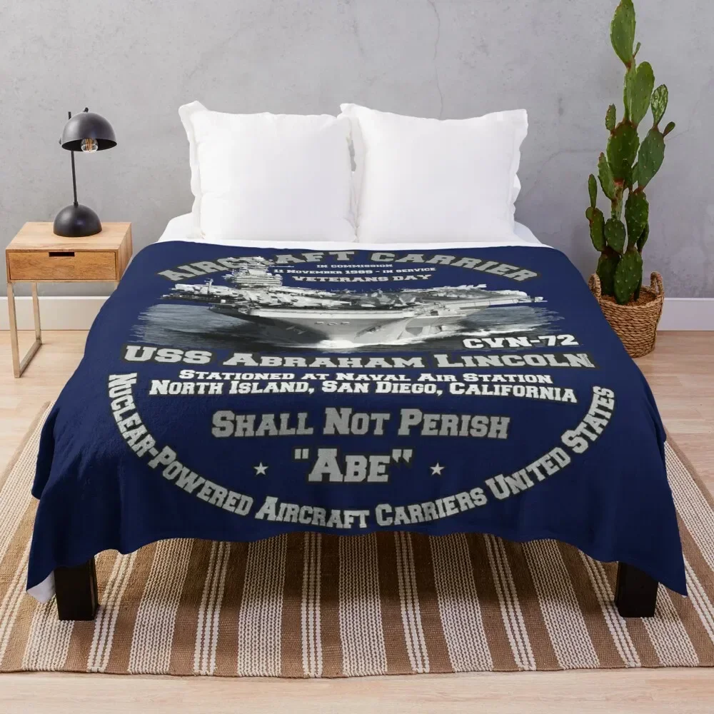 

USS Abraham Lincoln (CVN-72) Aircraft Carrier Veterans Throw Blanket Decorative Beds Personalized Gift Multi-Purpose Blankets