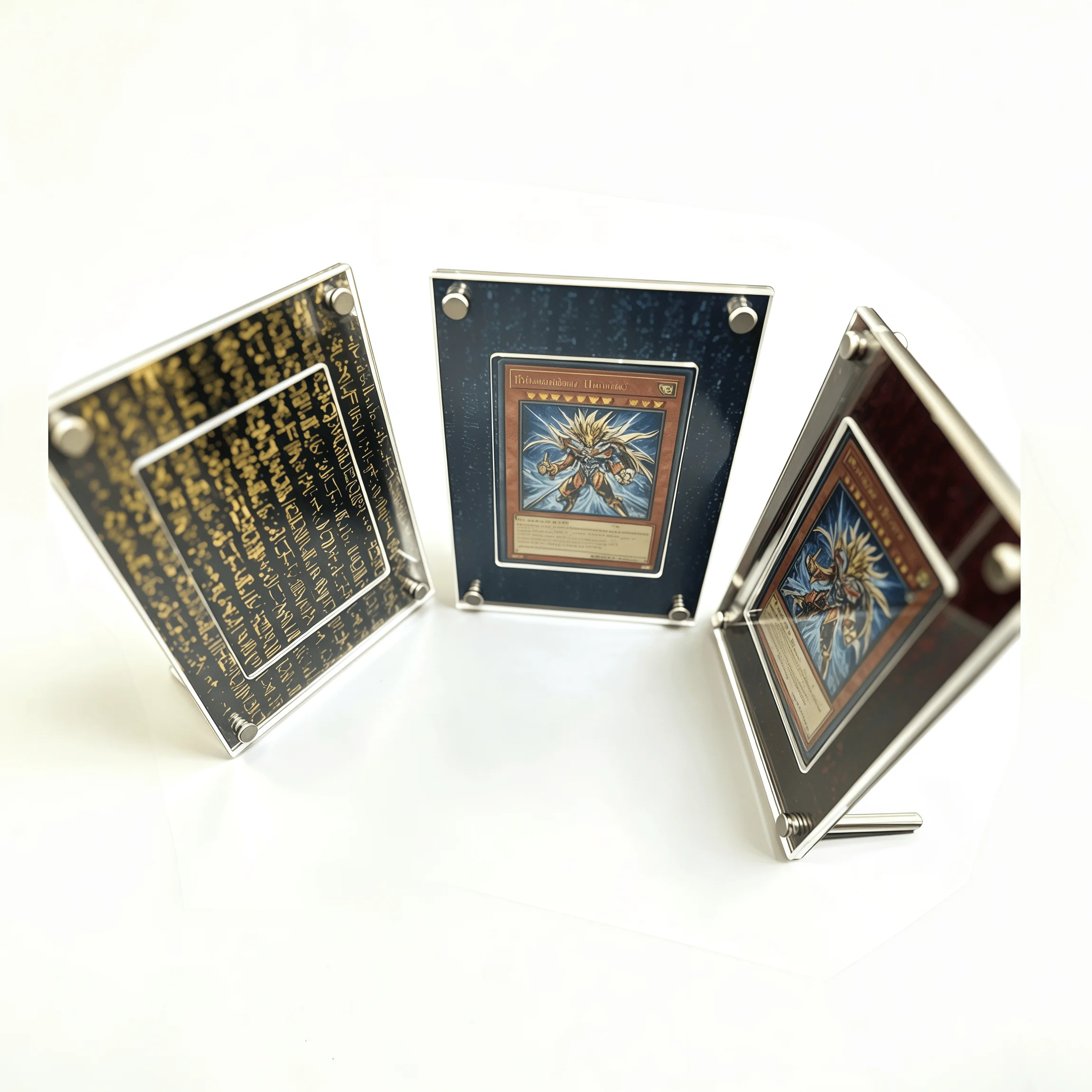 YuGiOh Egyptian Gods Acrylic Card Brick Display Stand Red Yellow Blue Ancient Egyptian Script Anime Trading Card Holder No Card