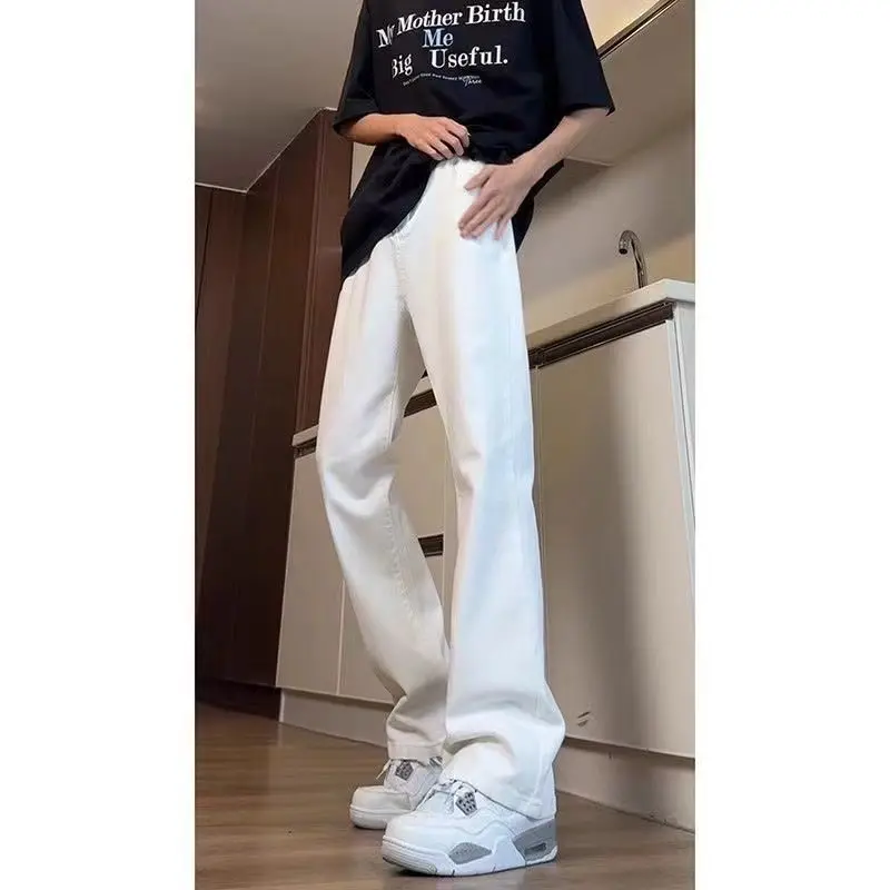 

Джинсы Cleanfit White Bell Bot для мужчин и женщин, летние брюки Sli High Street Vibe, облегающие джинсы из смеси хлопка и полиэстера