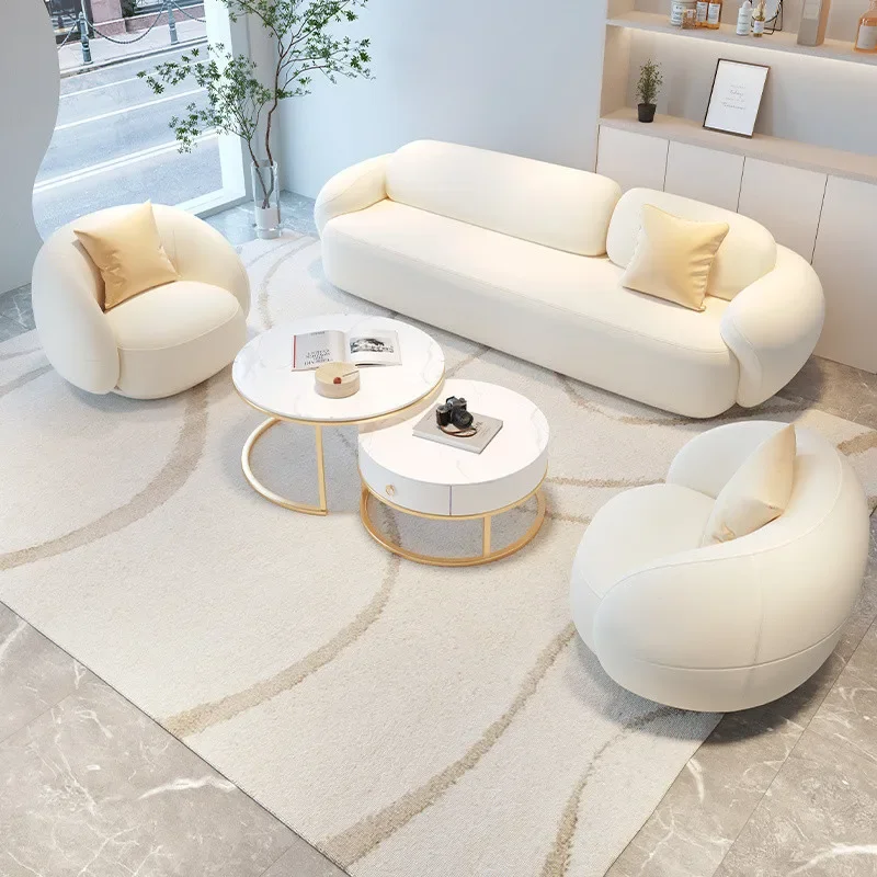 Beauty salon sofa Internet celebrity Italian light luxury cat skin scratching small apartment store