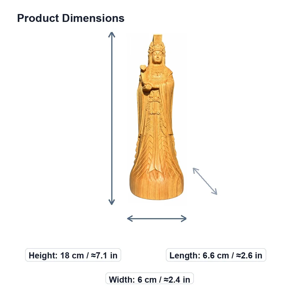 Hand-Carved Boxwood Mazu Goddess Statue for Traditional Asian Feng Shui Living Room Desk Tabletop Decor Collectible Gift