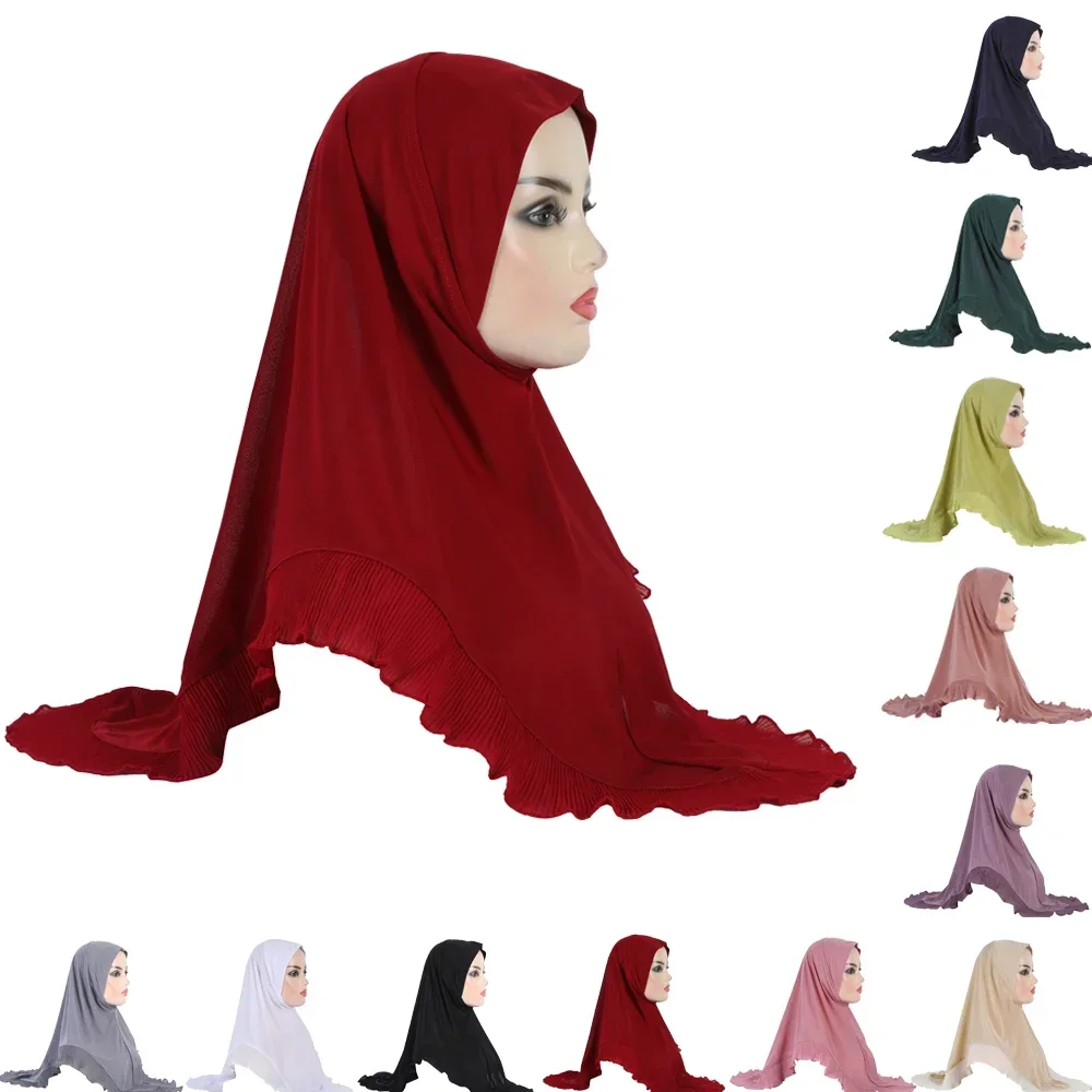 12pcs Ramadan Women Muslim Instant Hijab Prayer Islamic Amira Shawls Scarf Pull On Headwrap Turban Burqa Femme Headband Hats