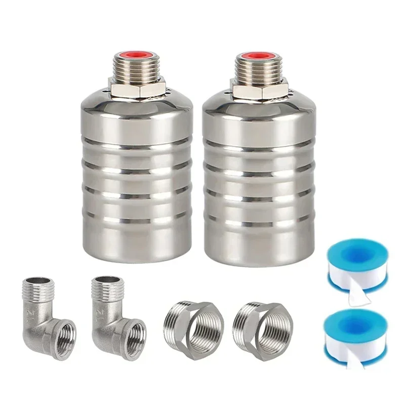 

ABGR-2 Pack 1/2Inch 3/4Inch Auto Fill Shut Off Water Tank Float Valve, 304 Stainless Steel Water Level Control Valve