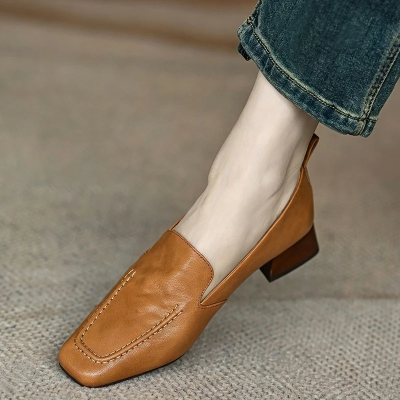 british-style-genuine-leather-square-head-slip-on-shoes-women-comfortable-soft-leather-commute-single-shoes-spring-autumn