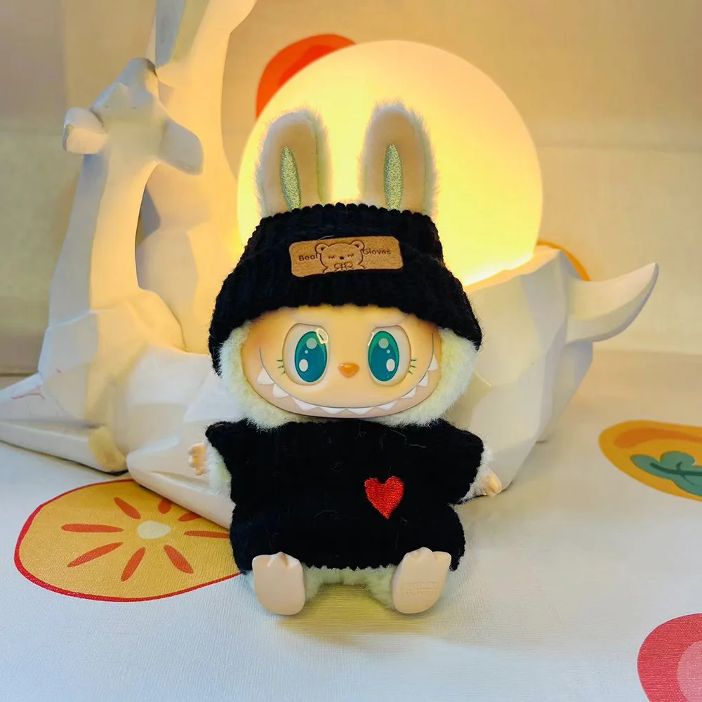 Mini Plush Doll'S Clothes Outfit Accessories For Korea Kpop Exo Labubu Idol V2 sitting party Love sweater hat set Clothing Gift