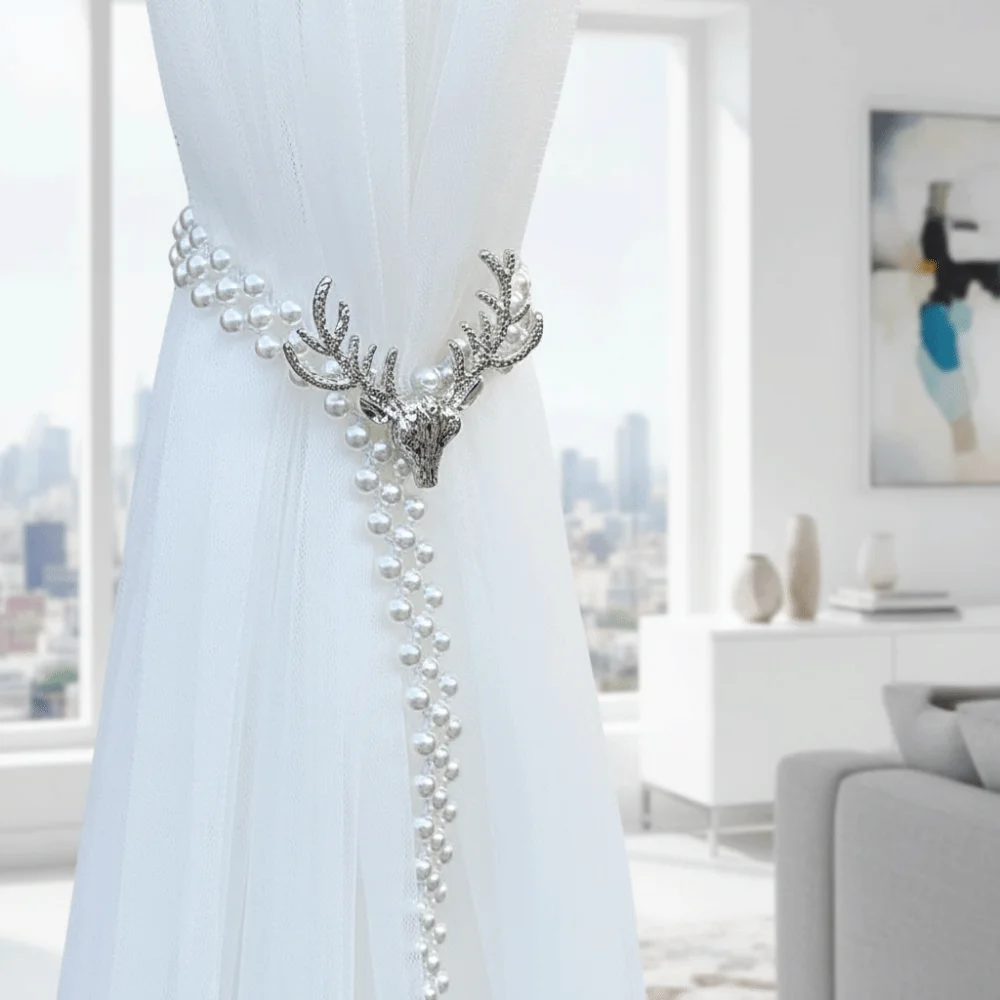 Stretch Elastic Curtain Buckle Straps Pearl Curtain Decorative Accessories Curtain Tiebacks Adjustable Curtain Holdback