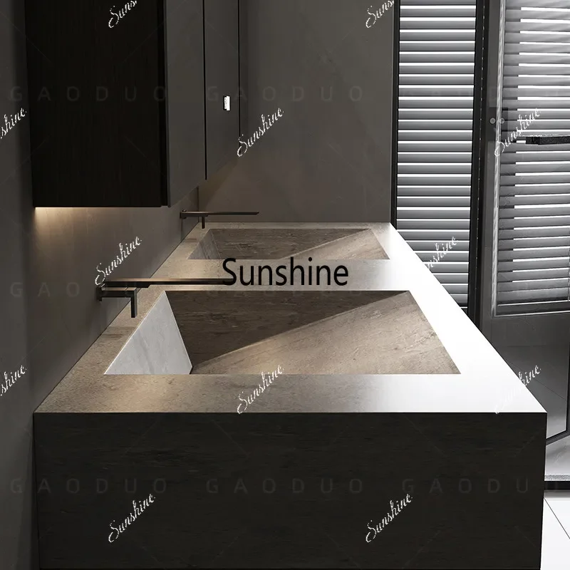 YRock slab integrated seamless basin bathroom cabinet combined bathroom high-end customization
