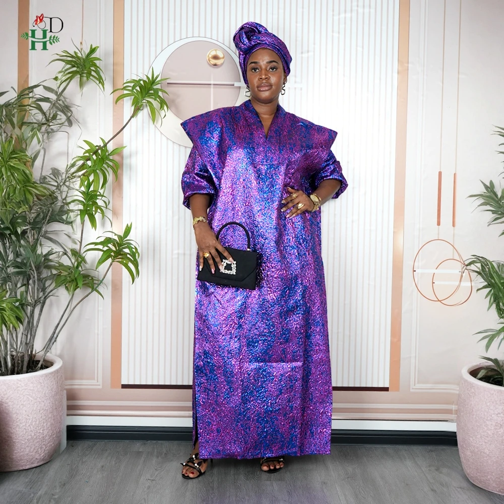 H & D 2025 فساتين سهرة للنساء الأفريقيات التقليدية Bubu رداء عباية إسلامية لحفلات الزفاف Takchita Brocade ملابس Boubou Djellaba