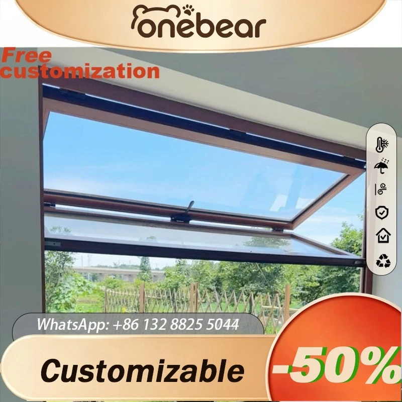 Any Size Custom Luxury Modern Soundproof Aluminum Alloy Vertical Folding Window Double Glass External Window For Kitchen
