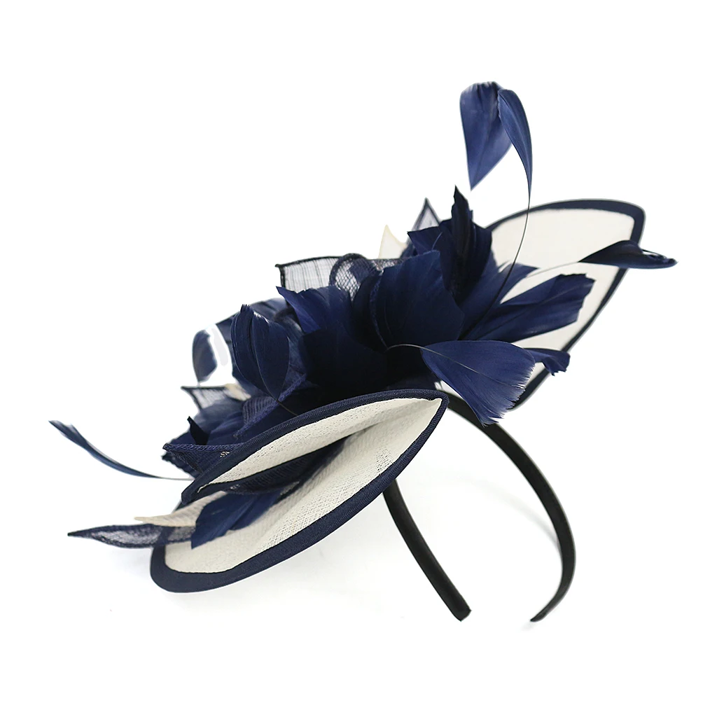 Kentucky Derby Flower Fascinator Hat Women Feather Headband Party Photography Hair Accessory