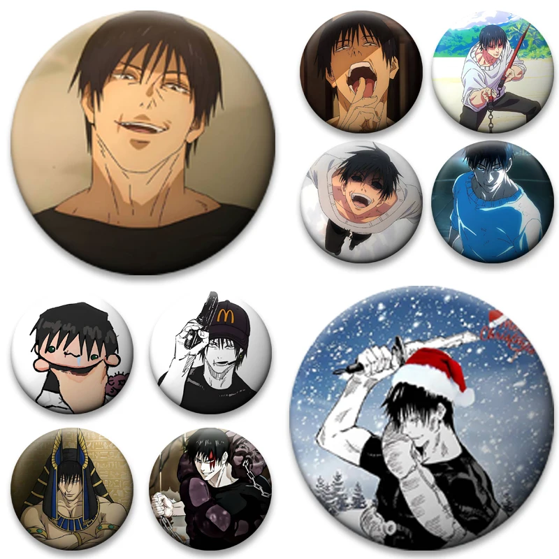 58mm Anime C-Toji Fushiguro-S Button Pins Handmade Badge L Killer Yagami Light Creative Character Brooch Bag Clothes Decor Gifts
