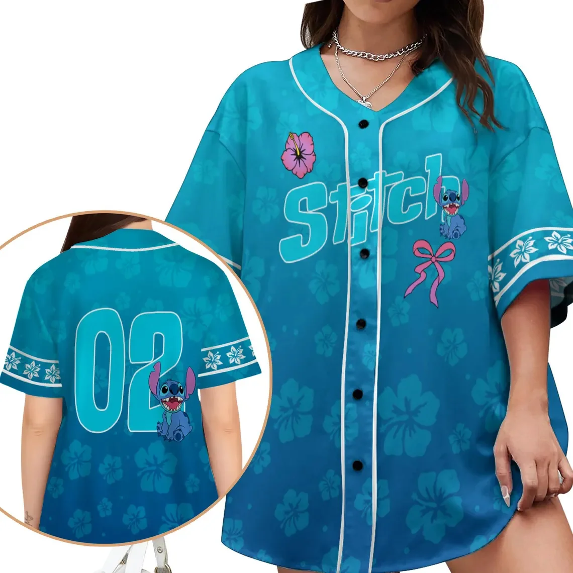 

Potdemiel Disney Custom Name Stitch Jersey Stitched Baseball Jersey women's Top 2025 Baseball Uniform Shirt Birthday Gift