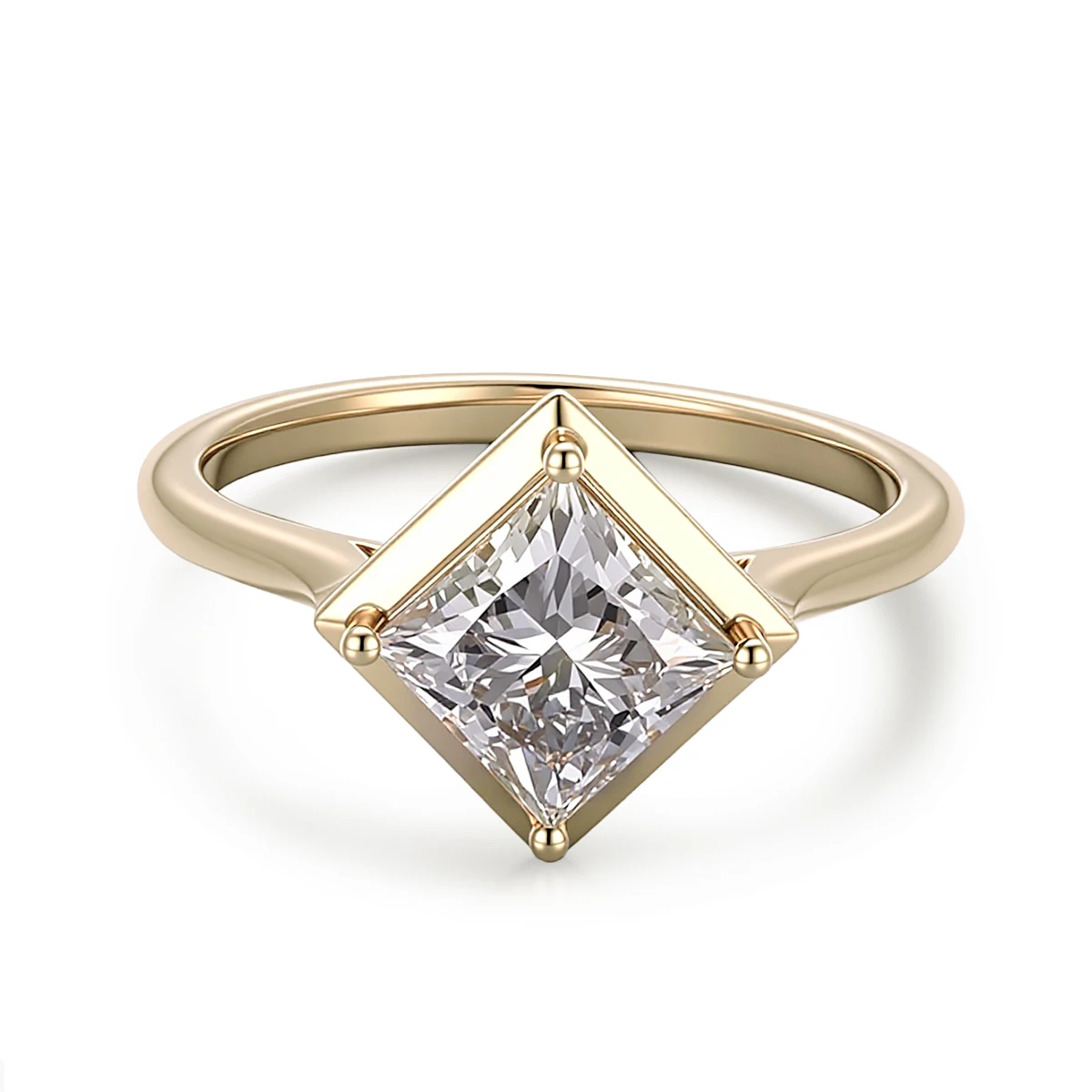 

Provence Jewelry D/VS 1.5CT Lab Grown Diamond set IGI certified 10k Yellow Gold Wedding Ring With Princess Cut For Women