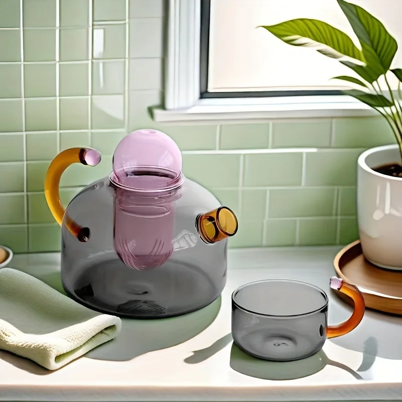 

Electric Stove Tea BrewingCreative Colorful Heat Resistant Glass Teapot with Tea Straine