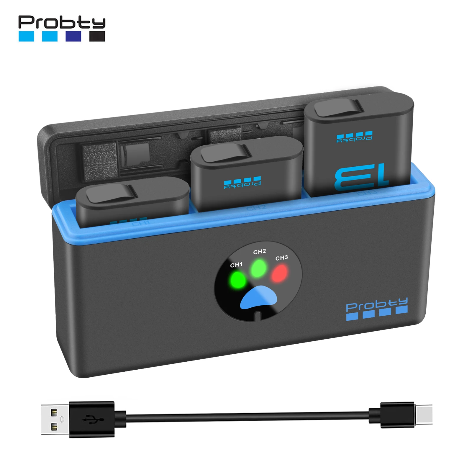 

Probty Endurence 2280mAh Battery For GoPro Hero 13 Battery+3-Slots Box Charger For GoPro Hero 13 Black Camera Accessories