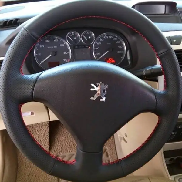 For Peugeot 307 2001-2008 307 SW 2005-2008 Customize DIY Hand-Stitched Non-Slip Leather Steering Wheel Cover