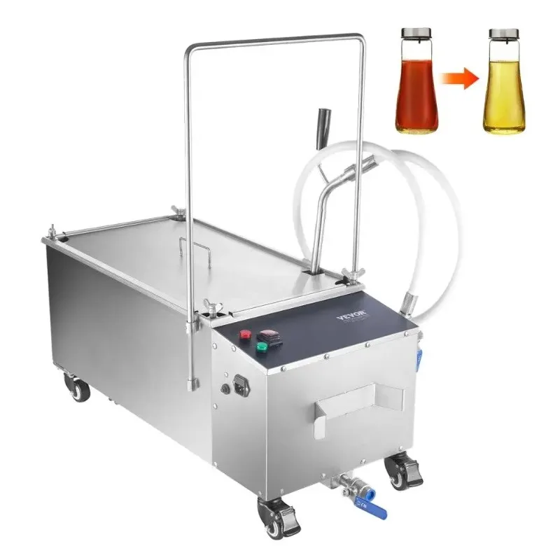 

Mobile Fryer Oil Filter 55L Capacity 10Lmin Filtration Portable Oil Filtration System with Wheels Hose for restaurant and