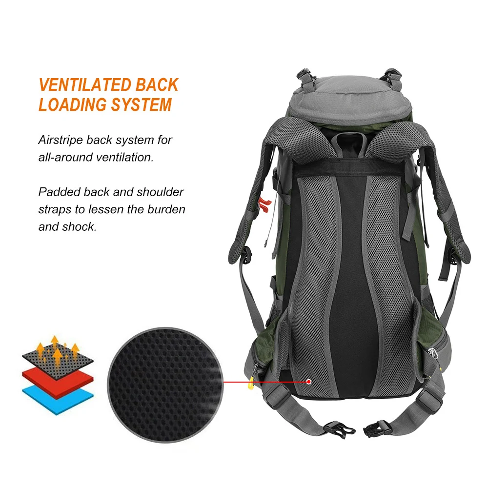 50L Waterproof Hiking Camping Backpack Trekking Bag Rucksack Large Capacity Travel Outdoor Sports Bags Camping Equipment Men