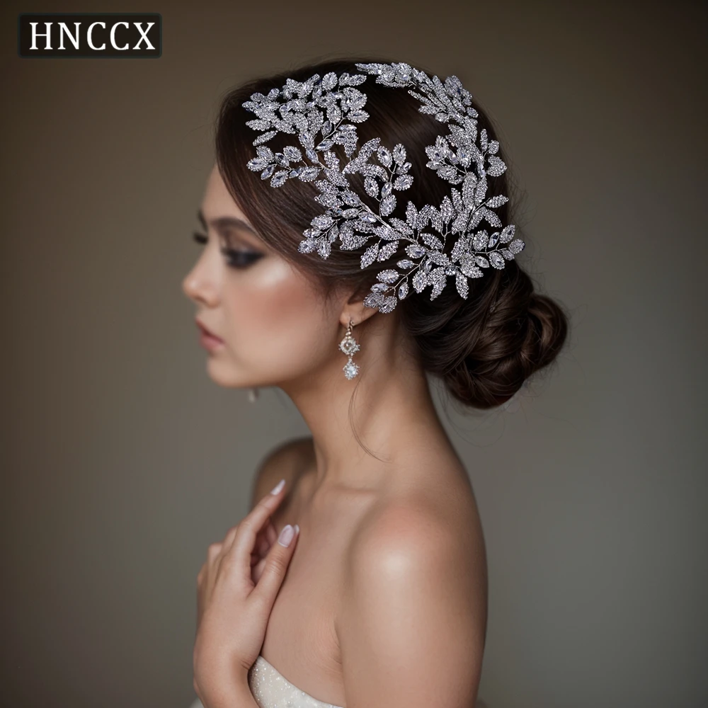 

HNCCX Bridal Rhinestone Headband Trendy Party Headdress Wedding Hair Accessories Women Handmade Leaves Tiara Headpiece HP396