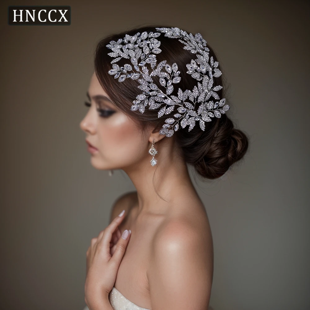 

HNCCX Bride Rhinestone Leaf Hair Pieces Handmade Luxury Wedding Headband Women Banquet Party Bling Hair Accessories CP396