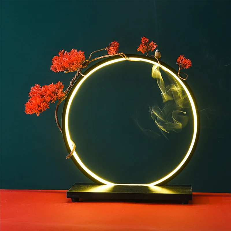 ABLK الأحمر القيقب LED مصباح حلقة حلية ديكور المنزل شخصية خلفية ضوء جديد النمط الصيني أجواء الخفيفة