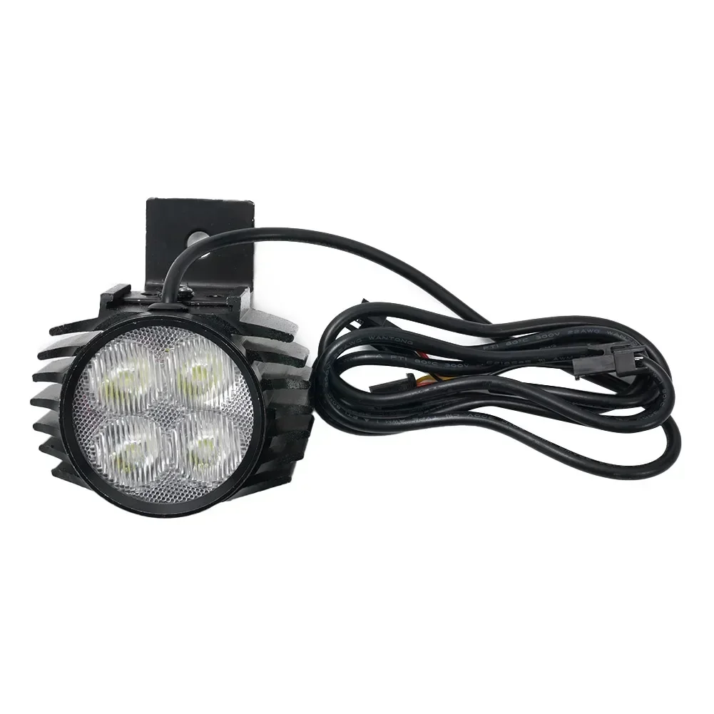 E-Bike Front Light Wear-resistance Part Accessories With Horn 12-80V 2 In 1 3 Lines ABS Plastic Big Light Black