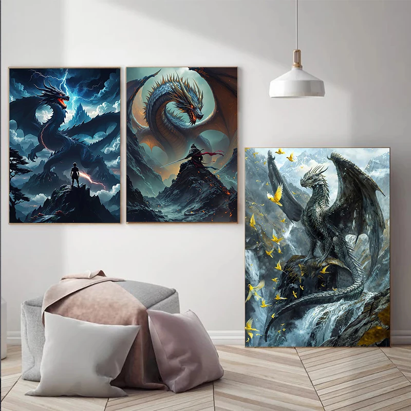 The Awakening of The Mythical Dragon Cool Posters Canvas Printings Fashion Trend Room Home Villa Decoration Aesthetics Wall Gift