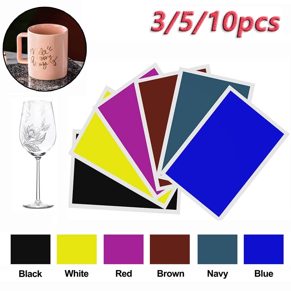 3/5/10pcs Carved Colored Paper For CO2 Fiber Laser Marking Engraving Machine Universal Used Color Papers for Ceramics Glass