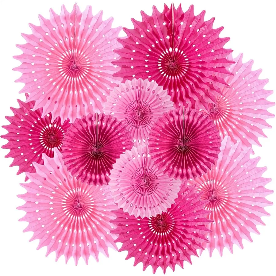 

Hanging Honeycomb Paper Fans Hot Pink Party Decorations Fuchsia Pink Birthday Paper Decoration for Wedding Graduation Events Ac