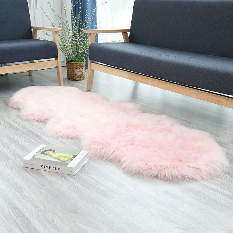 Soft Irregular Rugs for Bedroom Plush Floor Foot Mats Faux Fur Wool Carpets Living Room Lounge Fluffy Bedside Rug Sofa Cushion