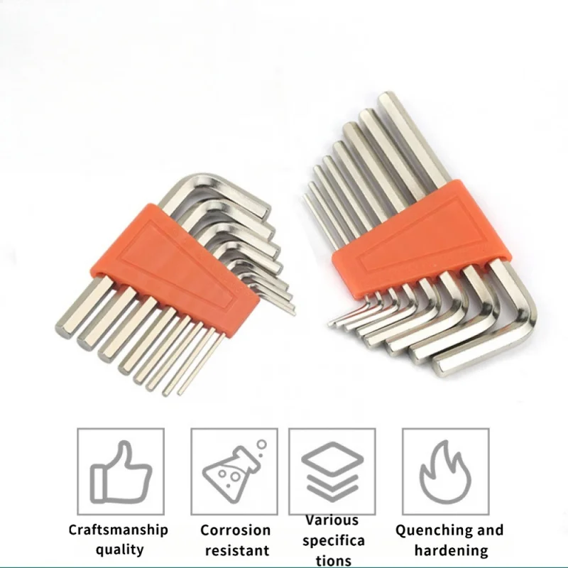 New Sturdy And Durable High Hardness Material Flat Head Hexagonal Small Wrench Eight-Piece Kit Wholesale For Home DIY Tools