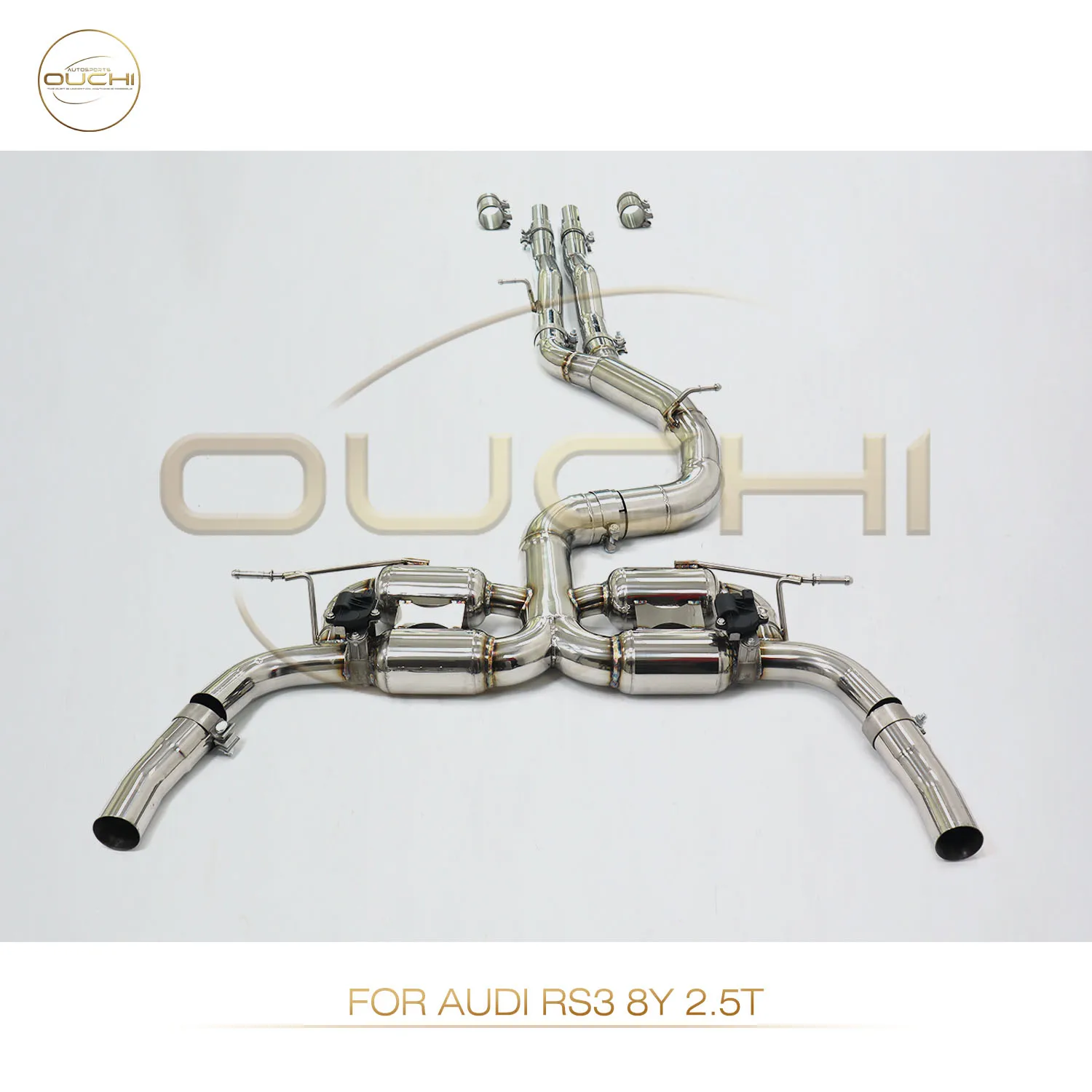 Ouchi sistema de escape catback de aço inoxidável para audi rs3 8y 2.5t desempenho esportivo atualização de ajuste de som