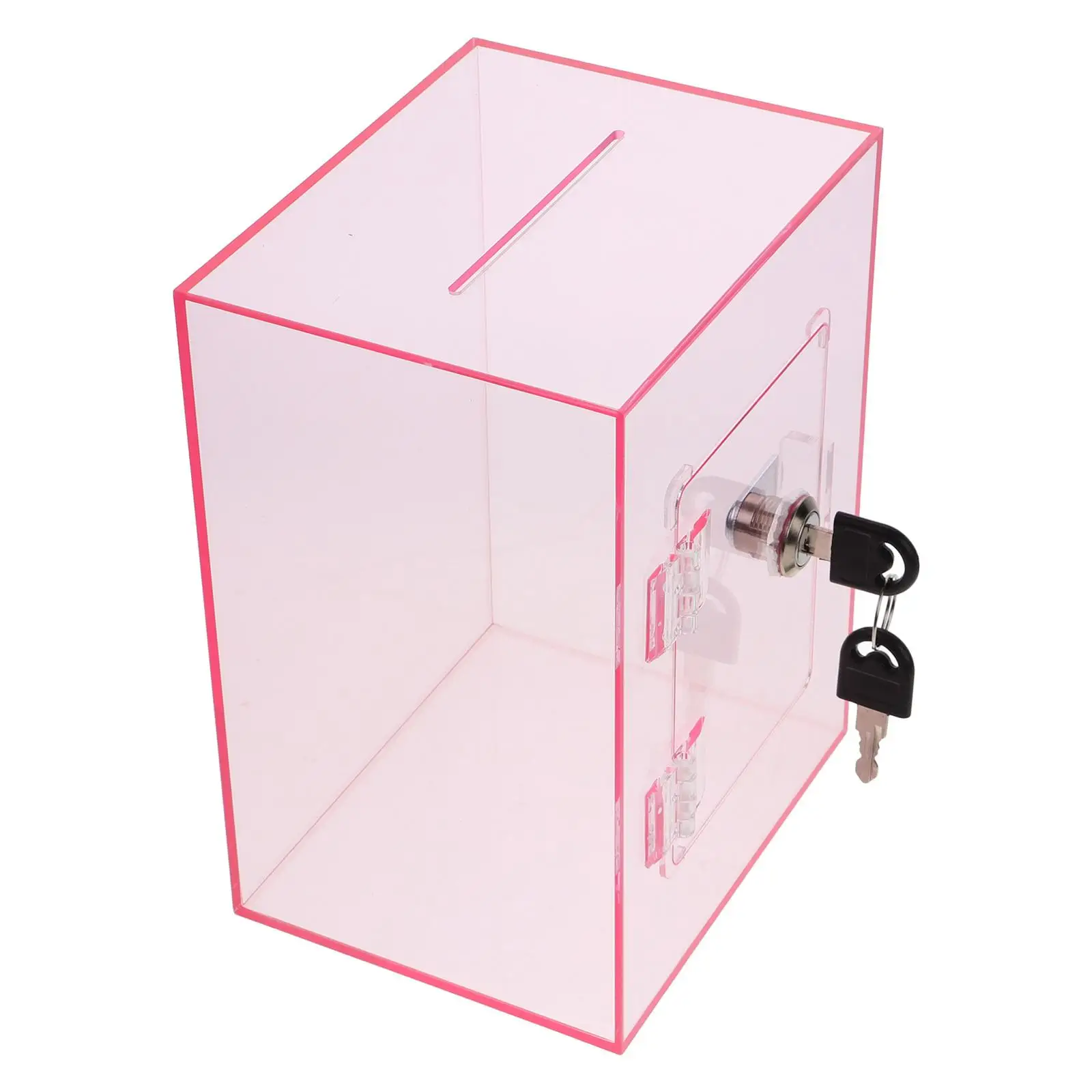 Boîte à billets en acrylique, boîte à pointe transparente, serrure pour la collecte des fonds, le don des suggestions, conteneur de stockage des lettres, Portable