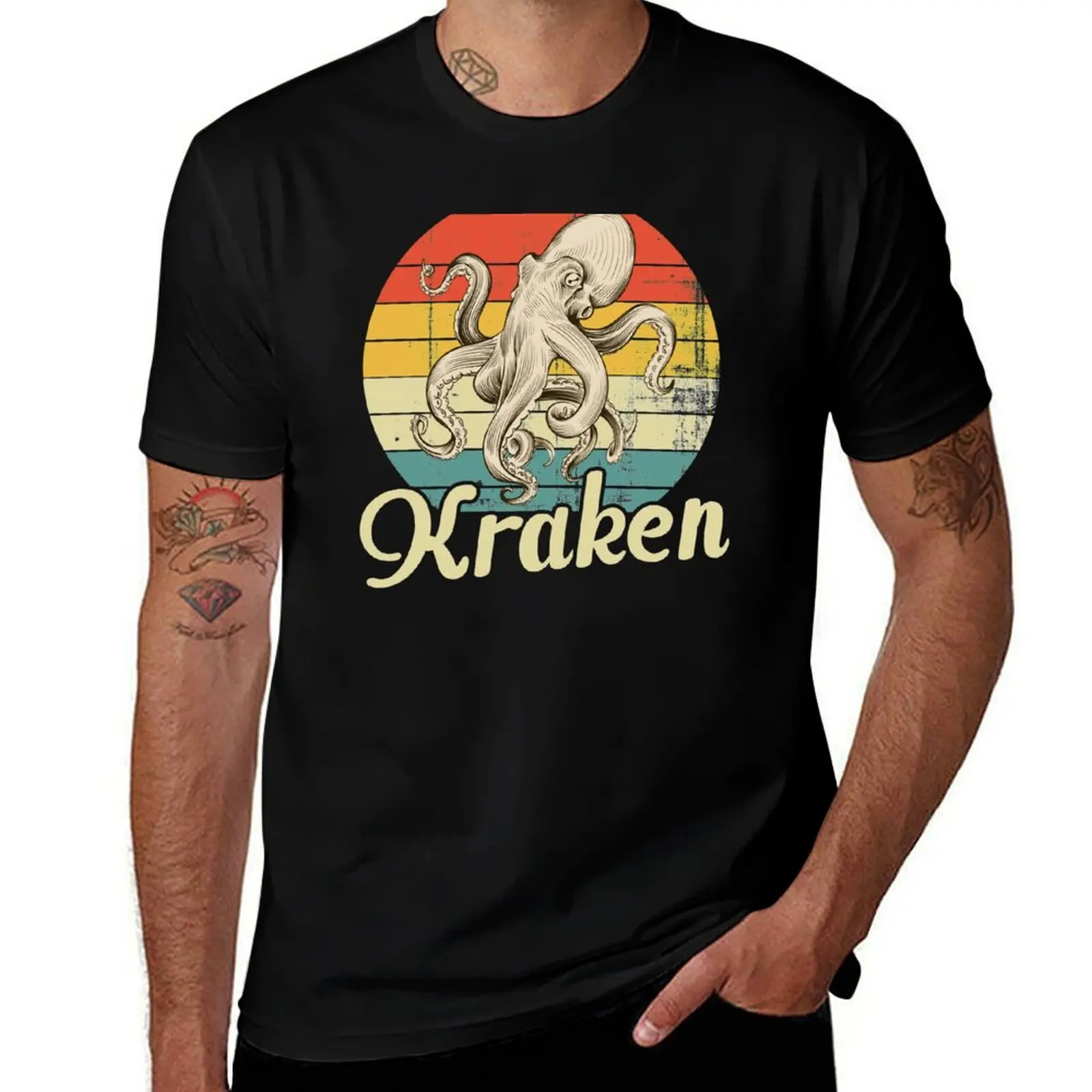 

Футболка Kraken, мужские футболки, винтажные футболки с графическим принтом, футболка с принтами, дизайнерская футболка для мужчин
