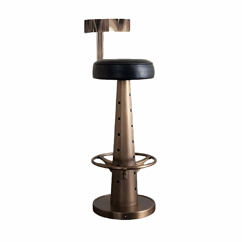 American Vintage Distressed Finish Modern Stainless Steel Bar Stool Metal Base-Hotel Dining Commercial Use Sturdy Durable
