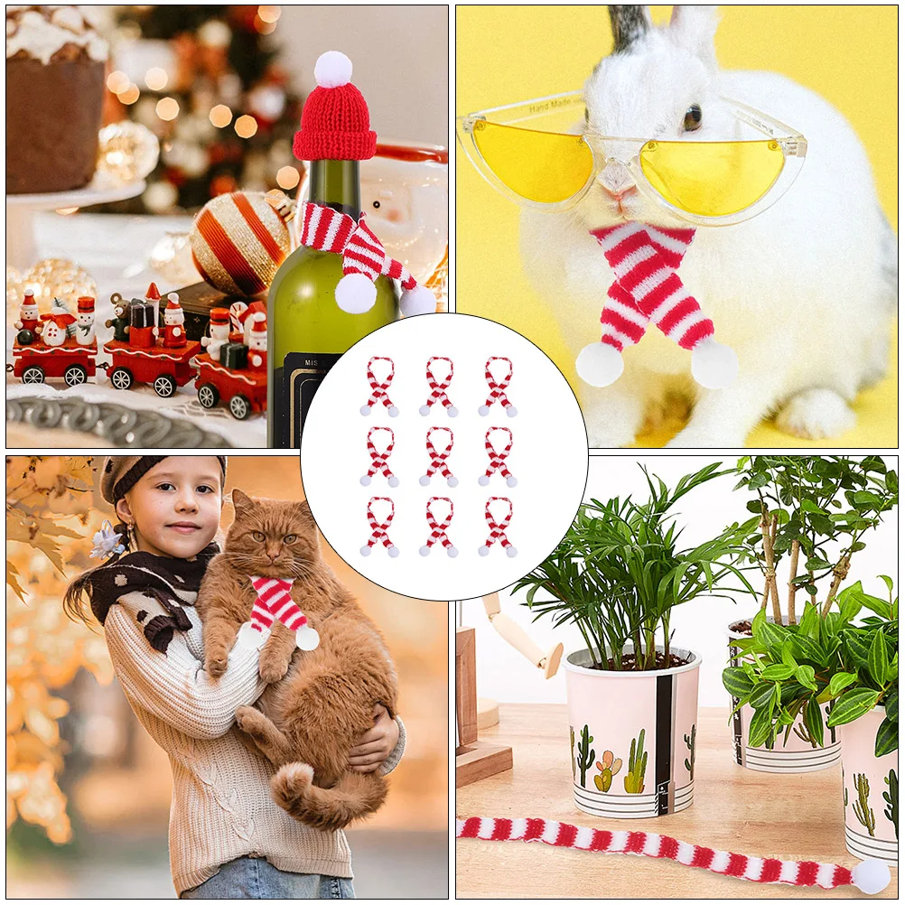 

9 Pcs Pet Scarf Holiday Supplies Dog Cat Xmas Costume Decoration Reusable Washable Scarves Christmas Party Photoshoot Role Play