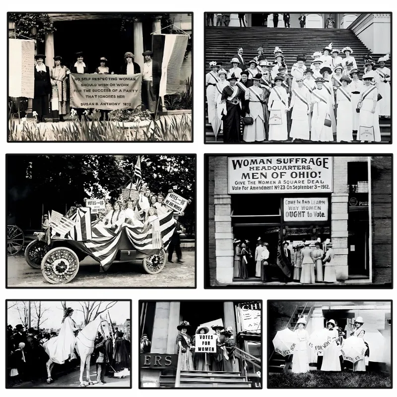 Suffragette Feminist Vintage Historical Photo Poster Political Suffrage Movement Canvas Painting Wall Art Living Room Home Decor