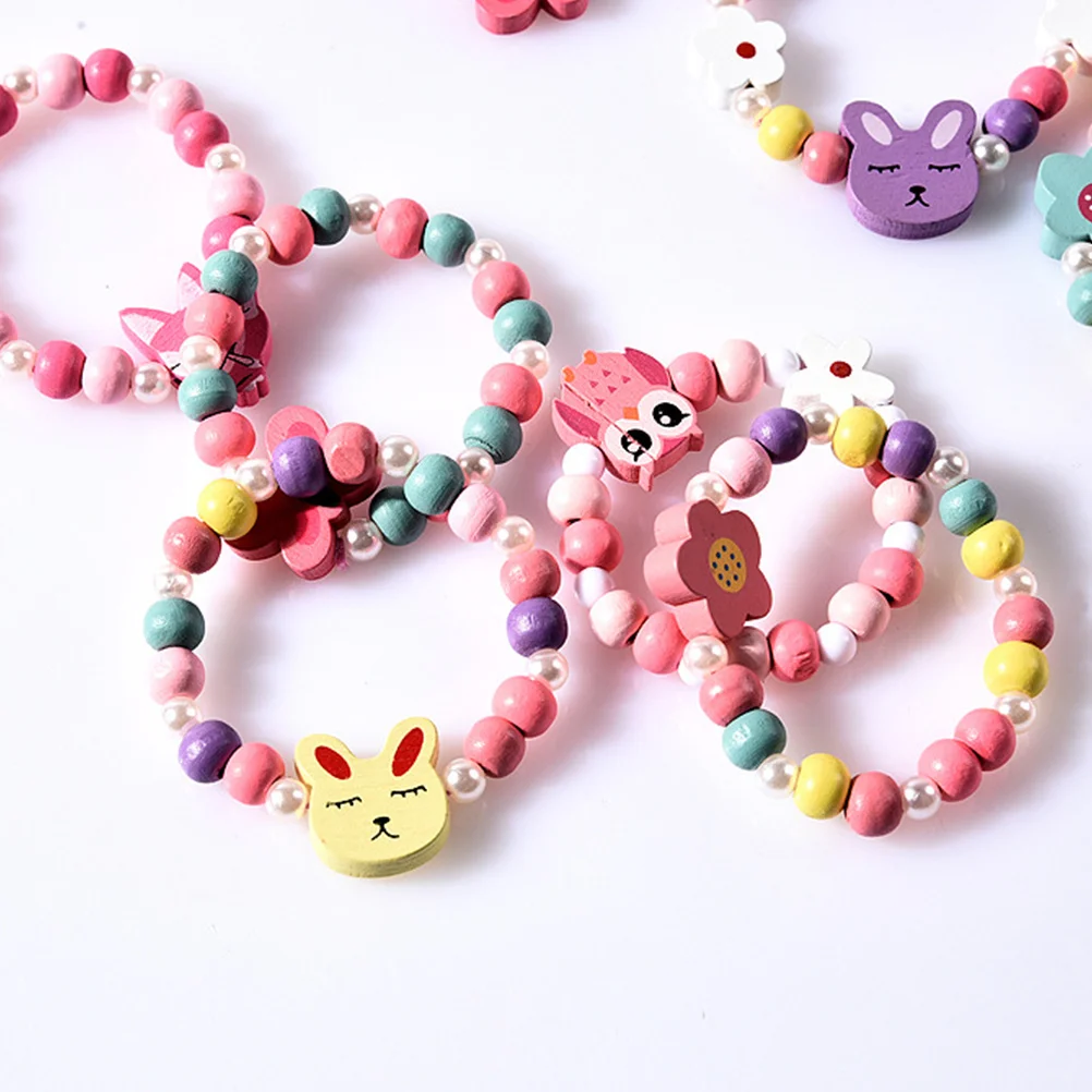 Girls Creative Colorful Animal Shape Bracelet Necklace Set Cartoon Style Durable Jewelry Special Gift Idea Bracelet and Necklace