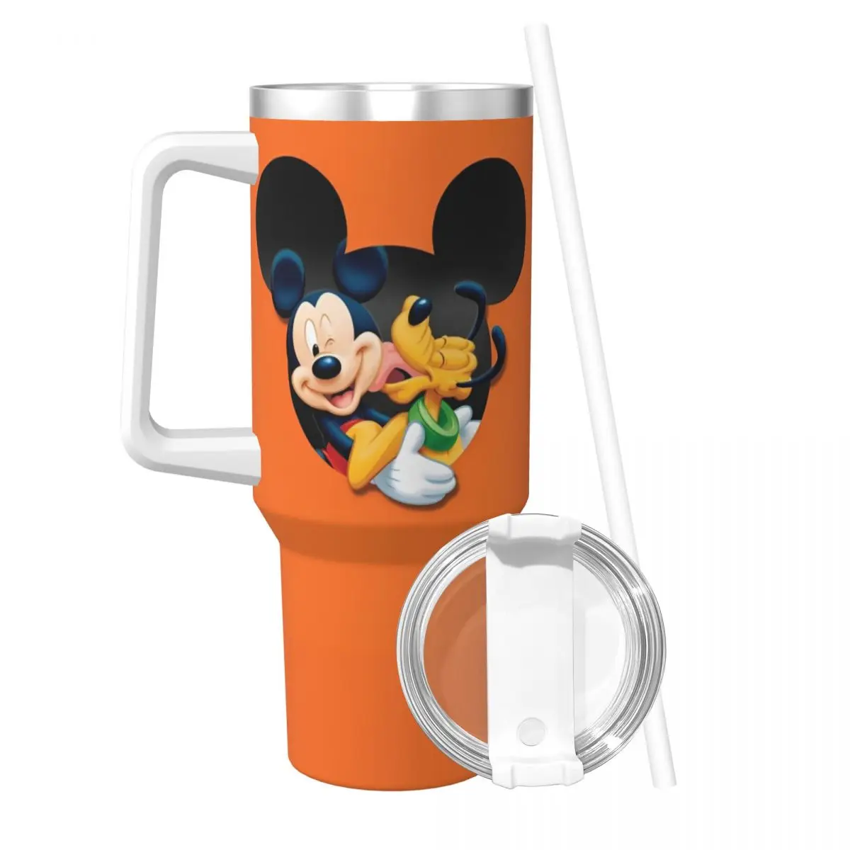 Mickey Mouse Stainless Steel Tumbler 3D Print Pluto Mugs Cup With Straws Camping Cold Water Bottle Leakproof Large Thermal Mug